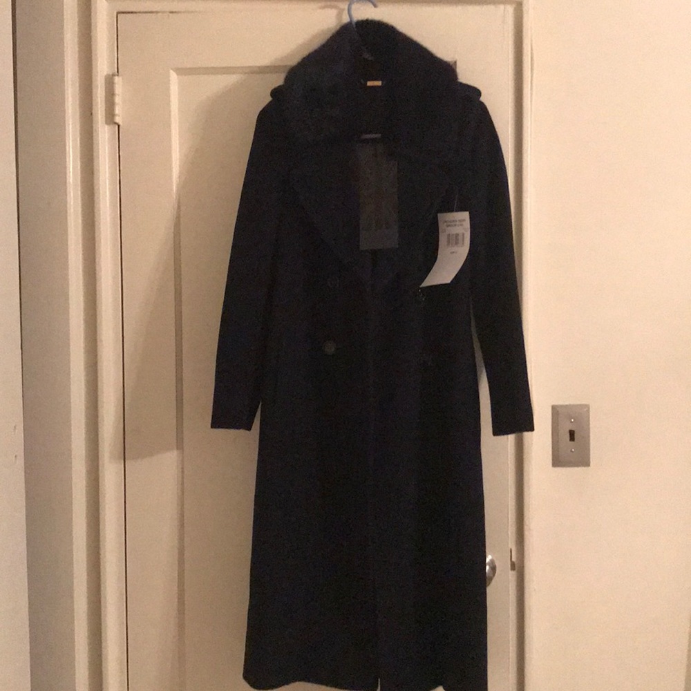 Planet London wool coat with fur collar